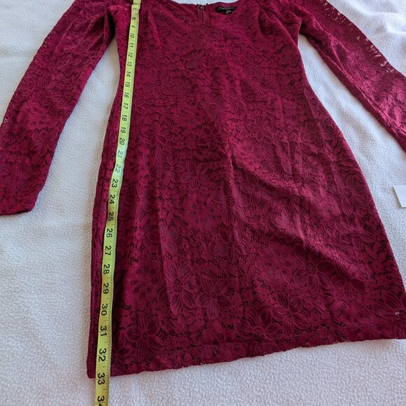 City Studio Women's Large Lace Mini Bodycon Dress Dark Red Slim Red NWT - Picture 7 of 16